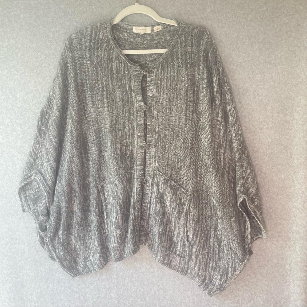 Inhabit Cashmere Linen Button Front Oversized Lagenlook Sweater wrap OS #PP